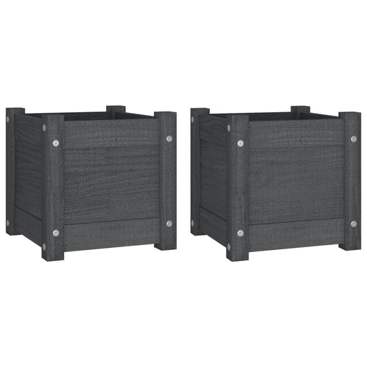 Garden Planters 2 pcs Grey 31x31x31 cm Solid Pinewood Garden Planters 2 pcs Grey 31x31x31 cm Solid Pinewood