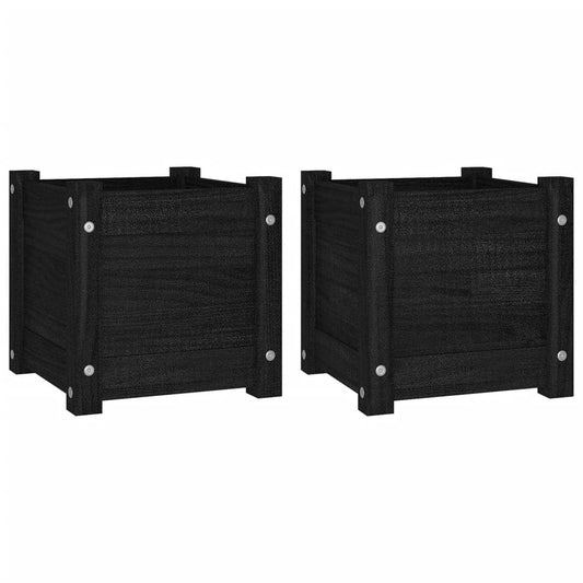 Garden Planters 2 pcs Black 31x31x31 cm Solid Pinewood Garden Planters 2 pcs Black 31x31x31 cm Solid Pinewood