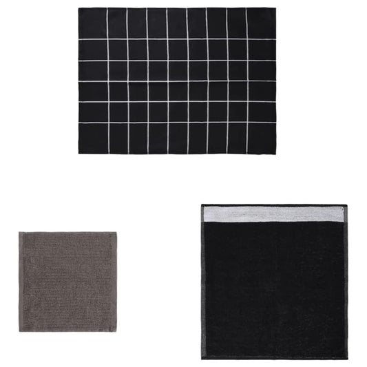 12 Piece Towel Set Black Cotton 12 Piece Towel Set Black Cotton