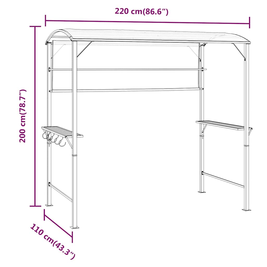 318532 vidaXL Gazebo with Roof 220x110x200 cm Cream