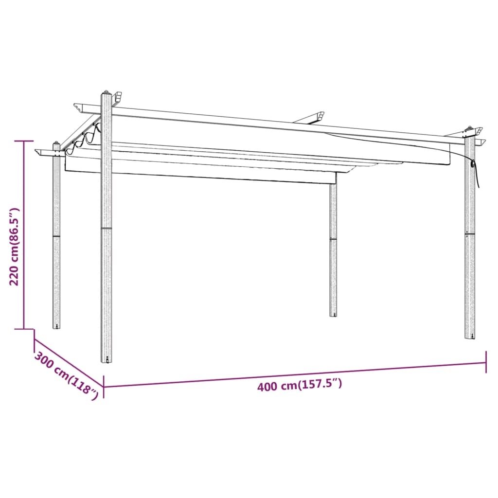 Garden Gazebo with Retractable Roof 4x3 m Anthracite