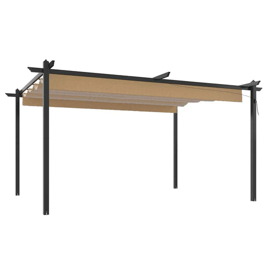 318539 vidaXL Garden Gazebo with Retractable Roof 4x3 m Taupe 318539 vidaXL Garden Gazebo with Retractable Roof 4x3 m Taupe