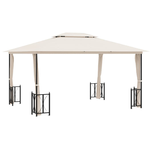Gazebo with Sidewalls&Double Roofs 3x4 m Cream Gazebo with Sidewalls&Double Roofs 3x4 m Cream