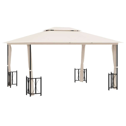 Gazebo with Sidewalls&Double Roofs 3x4 m Cream Gazebo with Sidewalls&Double Roofs 3x4 m Cream