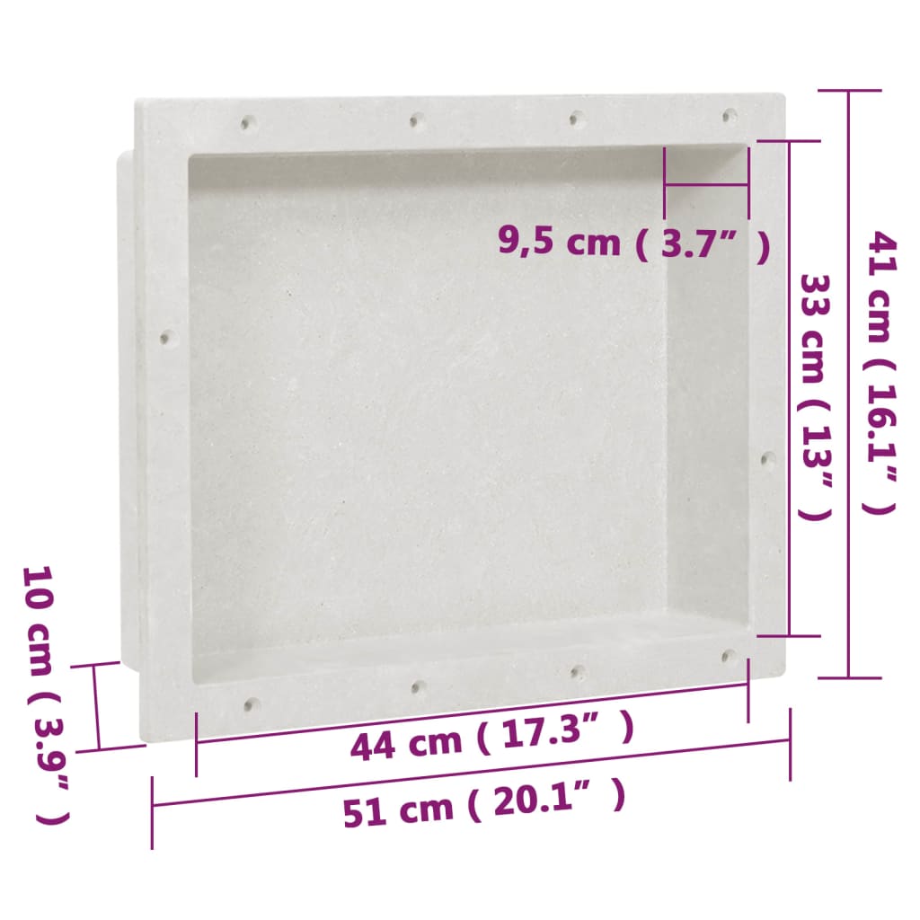 151393 vidaXL Shower Niche Matt White 41x51x10 cm