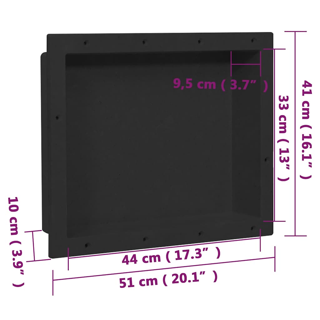 Shower Niche Matt Black 41x51x10 cm