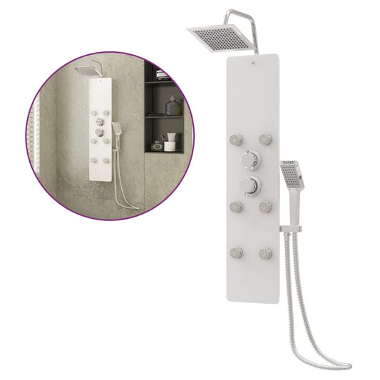 Shower Panel Unit Glass 25x47.5x130 cm White Shower Panel Unit Glass 25x47.5x130 cm White