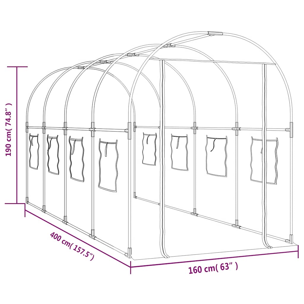 Greenhouse | Transparent | PVC and Powder-coated Steel | Large