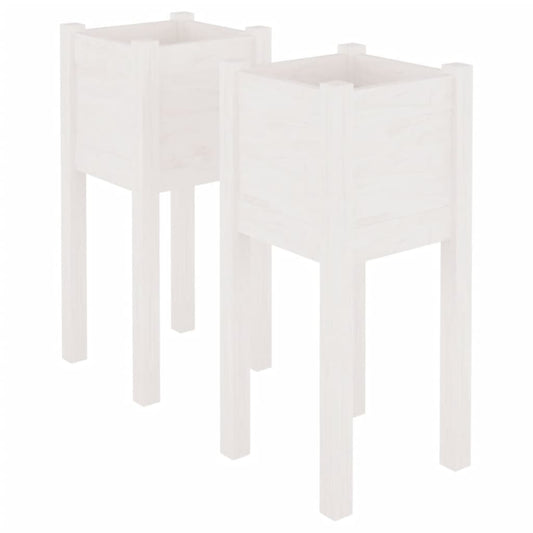 Garden Planters 2 pcs White 31x31x70 cm Solid Pinewood Garden Planters 2 pcs White 31x31x70 cm Solid Pinewood