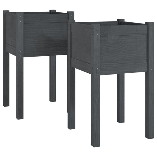 Garden Planters 2 pcs Grey 40x40x70 cm Solid Pinewood Garden Planters 2 pcs Grey 40x40x70 cm Solid Pinewood