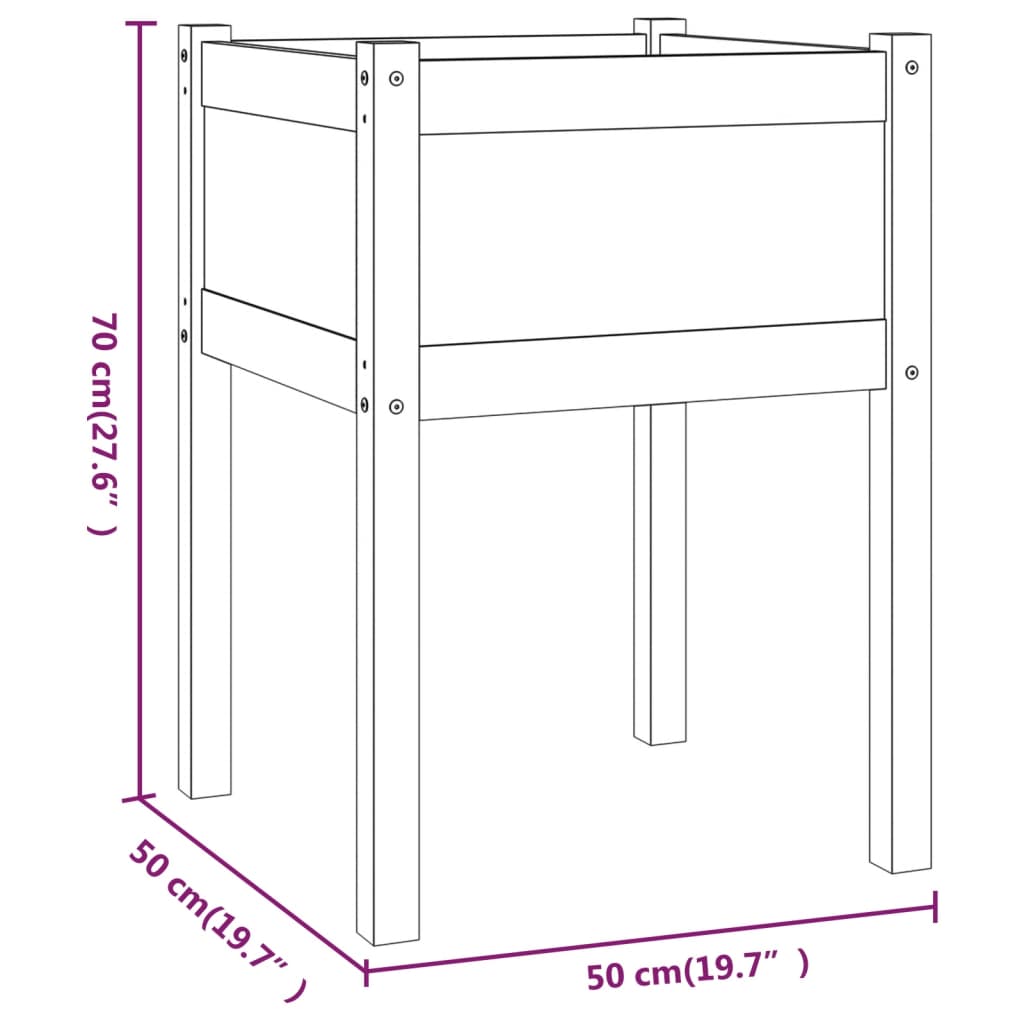 810800 vidaXL Garden Planters 2 pcs 50x50x70 cm Solid Wood Pine