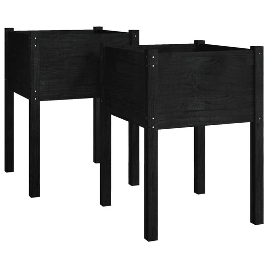 Garden Planters 2 pcs Black 50x50x70 cm Solid Pinewood Garden Planters 2 pcs Black 50x50x70 cm Solid Pinewood