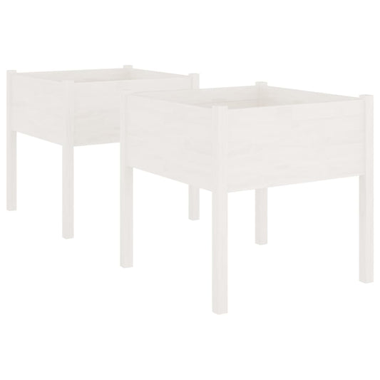 Garden Planters 2 pcs White 70x70x70 cm Solid Pinewood Garden Planters 2 pcs White 70x70x70 cm Solid Pinewood