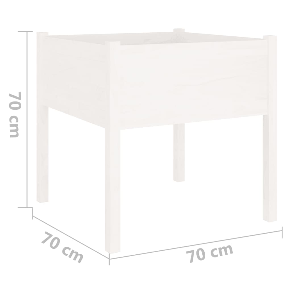 Garden Planters 2 pcs White 70x70x70 cm Solid Pinewood