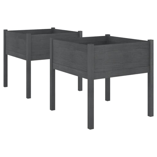 Garden Planters 2 pcs Grey 70x70x70 cm Solid Pinewood Garden Planters 2 pcs Grey 70x70x70 cm Solid Pinewood