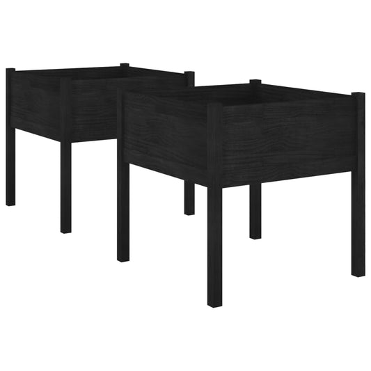 Garden Planters 2 pcs Black 70x70x70 cm Solid Pinewood Garden Planters 2 pcs Black 70x70x70 cm Solid Pinewood