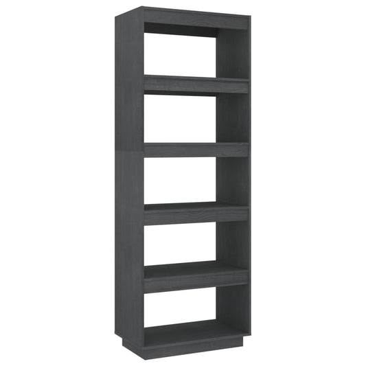 Book Cabinet/Room Divider Grey 60x35x167 cm Solid Pinewood Book Cabinet/Room Divider Grey 60x35x167 cm Solid Pinewood