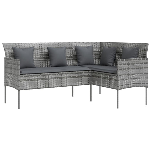 L-shaped Couch Sofa with Cushions Poly Rattan Grey L-shaped Couch Sofa with Cushions Poly Rattan Grey