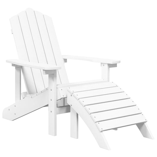 Garden Adirondack Chair with Footstool HDPE White Garden Adirondack Chair with Footstool HDPE White