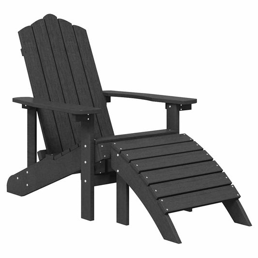 Garden Adirondack Chair with Footstool HDPE Anthracite Garden Adirondack Chair with Footstool HDPE Anthracite