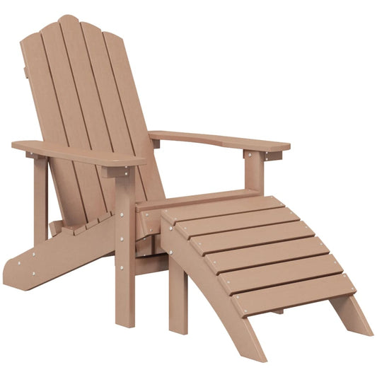 Garden Adirondack Chair with Footstool HDPE Brown Garden Adirondack Chair with Footstool HDPE Brown