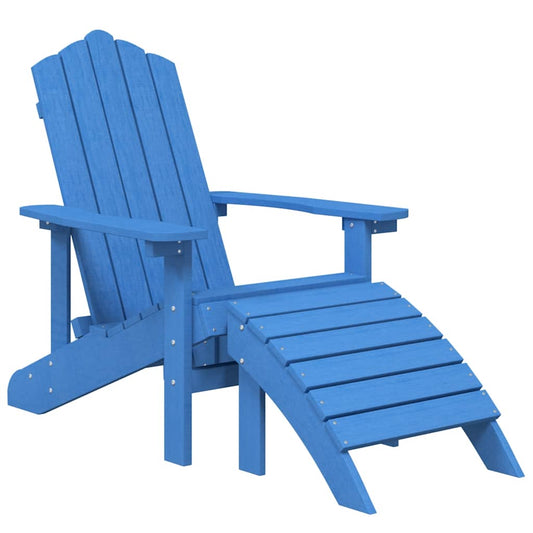Garden Adirondack Chair with Footstool HDPE Aqua Blue Garden Adirondack Chair with Footstool HDPE Aqua Blue