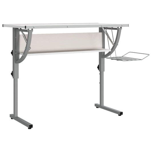 Craft Desk White&Grey 110x53x(58-87) cm Engineered Wood&Steel Craft Desk White&Grey 110x53x(58-87) cm Engineered Wood&Steel