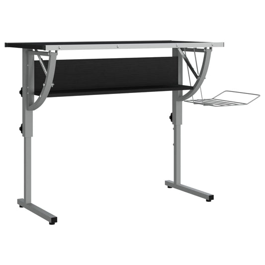 Craft Desk Black&Grey 110x53x(58-87) cm Engineered Wood&Steel Craft Desk Black&Grey 110x53x(58-87) cm Engineered Wood&Steel