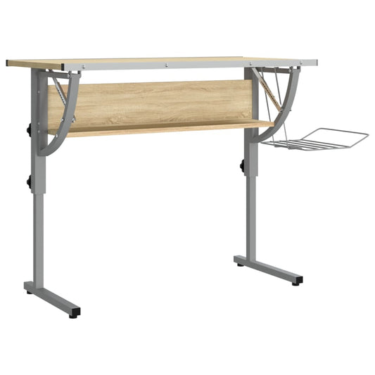 Craft Desk Sonoma Oak&Grey 110x53x(58-87)cm Engineered Wood&Steel Craft Desk Sonoma Oak&Grey 110x53x(58-87)cm Engineered Wood&Steel