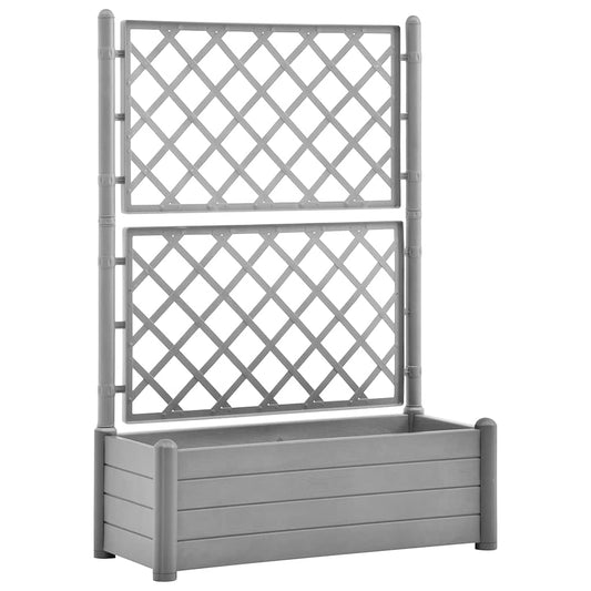 Garden Planter with Trellis 100x43x142 cm PP Stone Grey Garden Planter with Trellis 100x43x142 cm PP Stone Grey