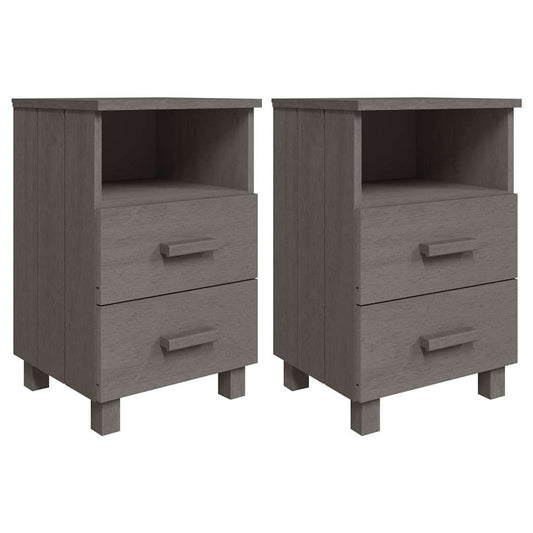 Bedside Cabinets"HAMAR"2 pcs Light Grey 40x35x62 cm Solid Wood Bedside Cabinets"HAMAR"2 pcs Light Grey 40x35x62 cm Solid Wood