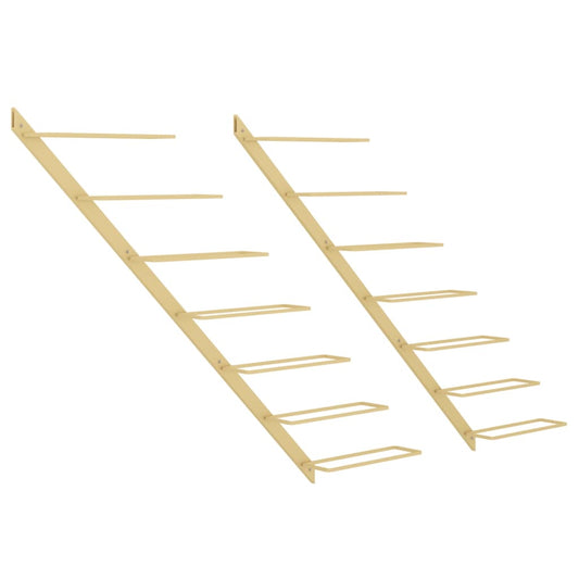 Wall-mounted Wine Rack for 7 Bottles 2 pcs Gold Metal Wall-mounted Wine Rack for 7 Bottles 2 pcs Gold Metal