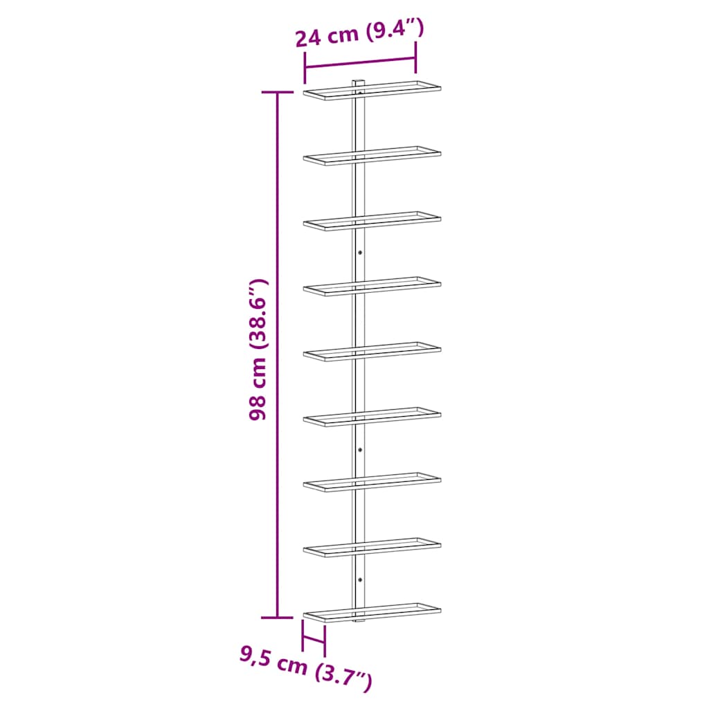 340902 vidaXL Wall-mounted Wine Rack for 9 Bottles 2 pcs White Iron