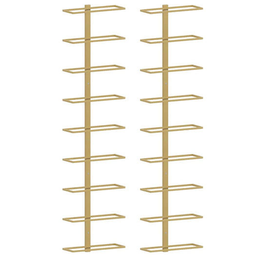 Wall-mounted Wine Rack for 9 Bottles 2 pcs Gold Iron Wall-mounted Wine Rack for 9 Bottles 2 pcs Gold Iron
