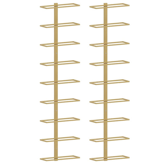 340903 vidaXL Wall-mounted Wine Rack for 9 Bottles 2 pcs Gold Iron 340903 vidaXL Wall-mounted Wine Rack for 9 Bottles 2 pcs Gold Iron