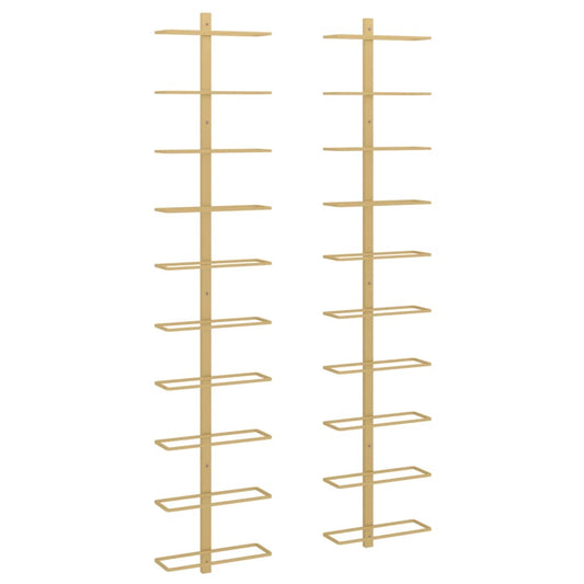 Wall-mounted Wine Rack for 10 Bottles 2 pcs Gold Metal Wall-mounted Wine Rack for 10 Bottles 2 pcs Gold Metal