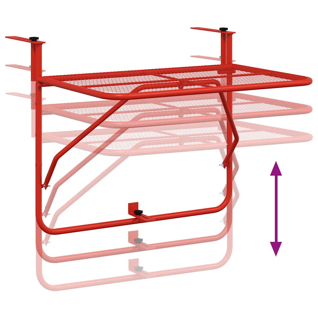 Balcony Table Red 60x40 cm Steel