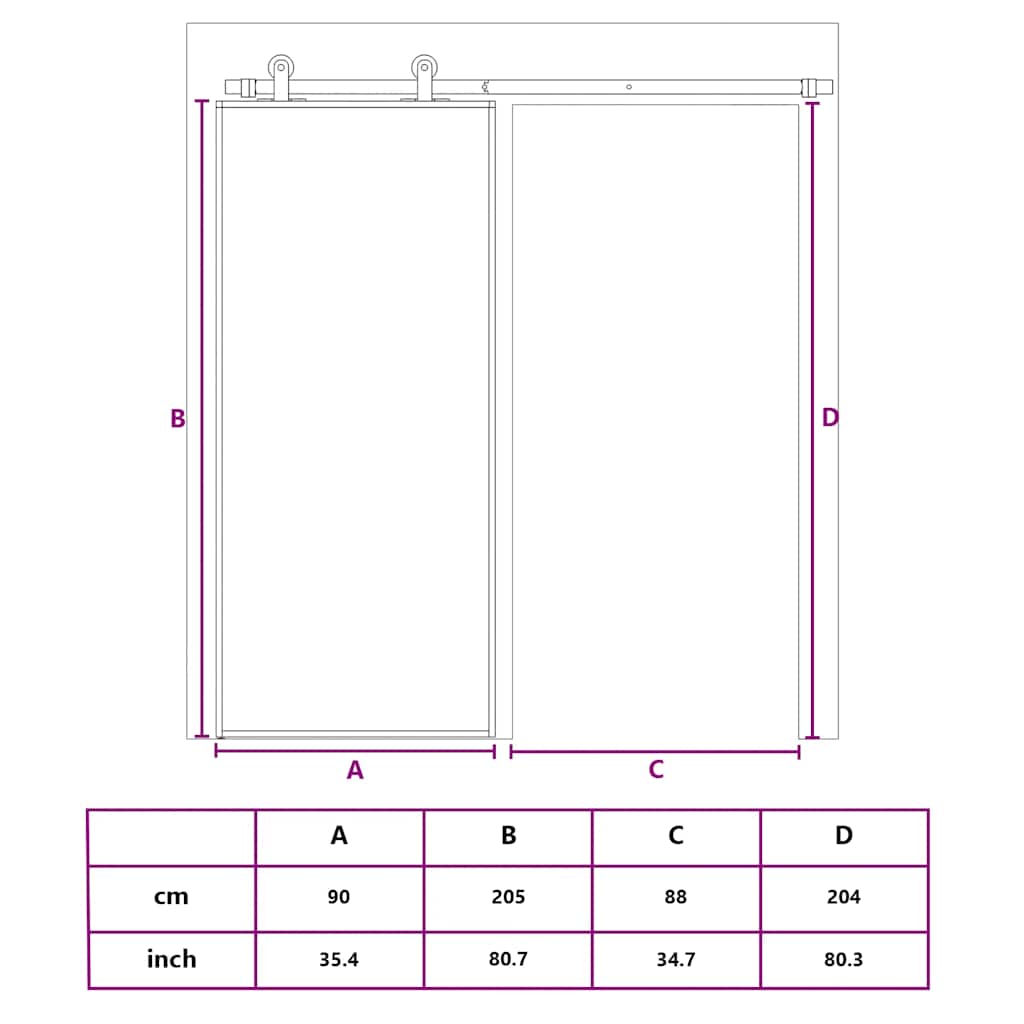 Sliding Door Frosted ESG Glass and Aluminium 90x205 cm Black