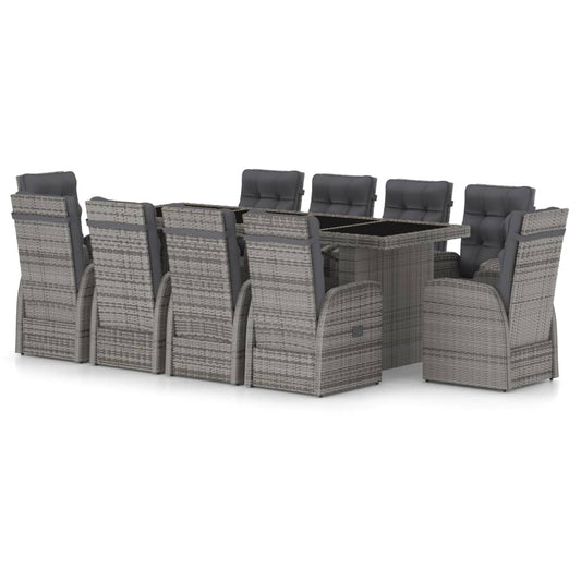 11 Piece Garden Dining Set with Cushions Grey Poly Rattan 11 Piece Garden Dining Set with Cushions Grey Poly Rattan