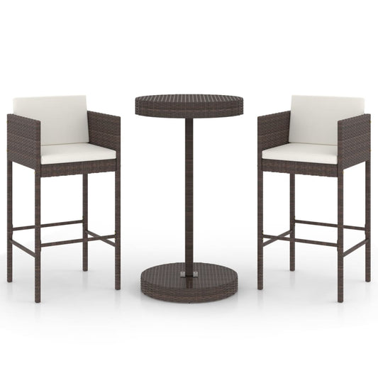Garden Bar Set | Brown, Cream White | PE rattan, Powder-Coated Steel Garden Bar Set | Brown, Cream White | PE rattan, Powder-Coated Steel