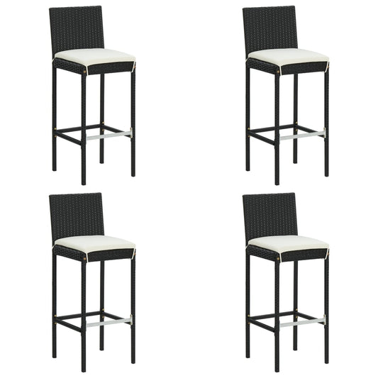 5 Piece Garden Bar Set with Cushions Poly Rattan Black 5 Piece Garden Bar Set with Cushions Poly Rattan Black