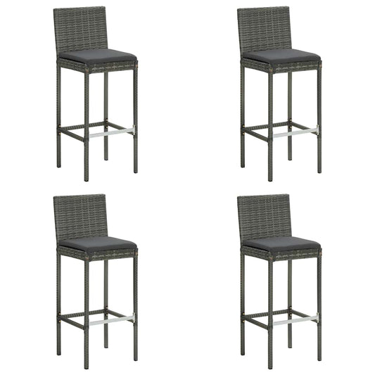 5 Piece Garden Bar Set with Cushions Poly Rattan Grey 5 Piece Garden Bar Set with Cushions Poly Rattan Grey