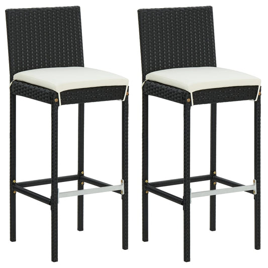 3 Piece Garden Bar Set with Cushions Poly Rattan Black 3 Piece Garden Bar Set with Cushions Poly Rattan Black