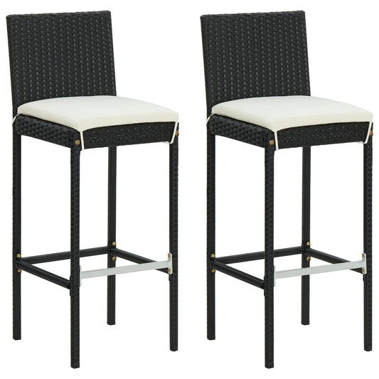 3 Piece Garden Bar Set with Cushions Poly Rattan Black 3 Piece Garden Bar Set with Cushions Poly Rattan Black