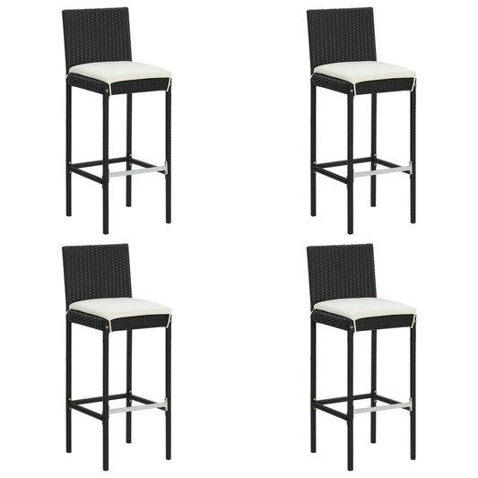 5 Piece Garden Bar Set with Cushions Poly Rattan Black 5 Piece Garden Bar Set with Cushions Poly Rattan Black