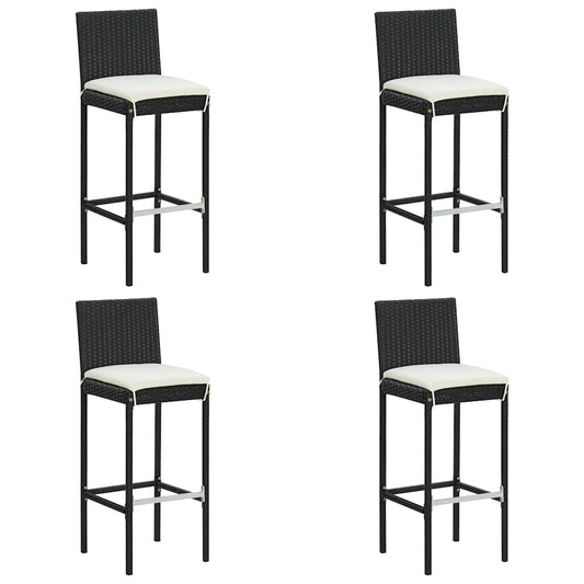 5 Piece Garden Bar Set with Cushions Poly Rattan Black 5 Piece Garden Bar Set with Cushions Poly Rattan Black