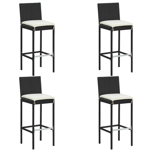 5 Piece Garden Bar Set with Cushions Poly Rattan Black 5 Piece Garden Bar Set with Cushions Poly Rattan Black