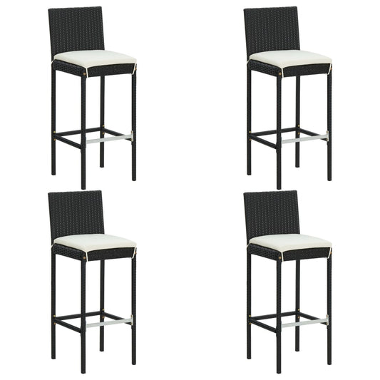 5 Piece Garden Bar Set with Cushions Poly Rattan Black 5 Piece Garden Bar Set with Cushions Poly Rattan Black