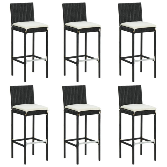 7 Piece Garden Bar Set with Cushions Poly Rattan Black 7 Piece Garden Bar Set with Cushions Poly Rattan Black