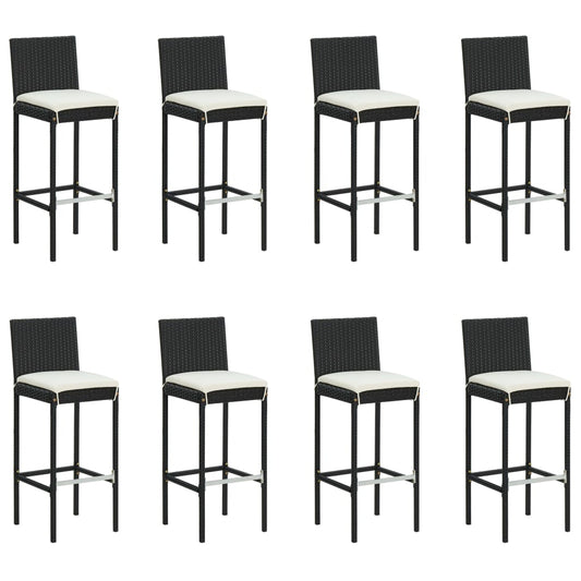 9 Piece Garden Bar Set with Cushions Poly Rattan Black 9 Piece Garden Bar Set with Cushions Poly Rattan Black